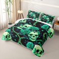 thumbnail image 3 of Homewish Gothic Halloween Skeleton Bed Spread Queen,Rustic Plant Flowers Queen Coverlet Set,3-Piece, 3 of 7
