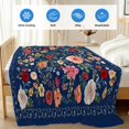 thumbnail image 4 of Navy Blue Flowers Cooling Blanket,Lightweight Breathable Summer Throw Blanket with Double Sided Cold Effect,Spring Vintage Floral Leaves Farmhouse Picnic Blankets Bed Sheet for Hot Sleepers 50"x60", 4 of 8
