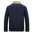 thumbnail image 3 of HOW'ON Men's Winter Casual Sherpa Lined Jacket Multi Pockets Quilted Warm Coat Dark Blue L, 3 of 7