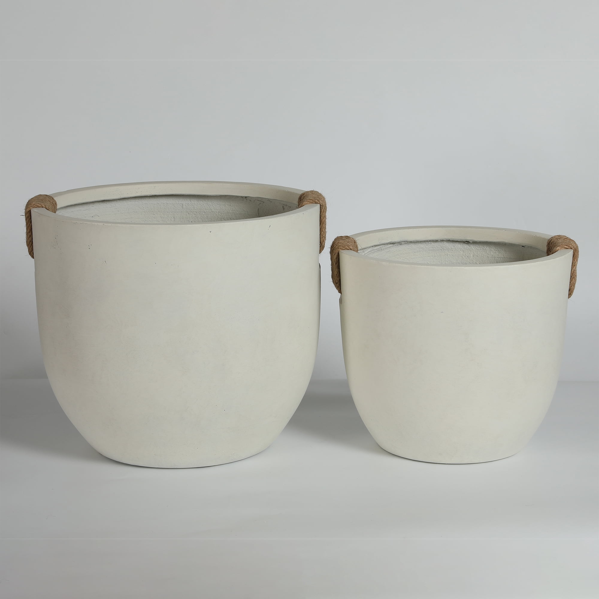 Concrete Planter, 2 Pack Round Flower Pot with Drainage Hole for Garden Balcony Patio Yard, Off White
