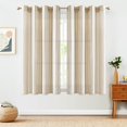 thumbnail image 4 of Curtainking Taupe Striped Curtains Linen Farmhouse Living Room Curtains Ticking Stripe Curtains Rustic Pinstripe Curtains Grommet 2 Panels 50" x 63", 4 of 8
