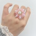 thumbnail image 4 of Cute Shell Pearl Flower Statement Ring for Women Gold Plated Dainty Petal Leaf Floral Wedding Promise Expandable Adjustable Open Wrap Finger Rings Comfort Fit Holiday Jewelry, 4 of 12