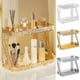 thumbnail image 1 of Estante organizador de baño de pared | Estantería de almacenamiento de doble capa no perforada | Plástico impermeable | Para maquillaje, artículos de tocador, cocina, tocador | 28x15x6.5cm | Blanco, 1 of 7