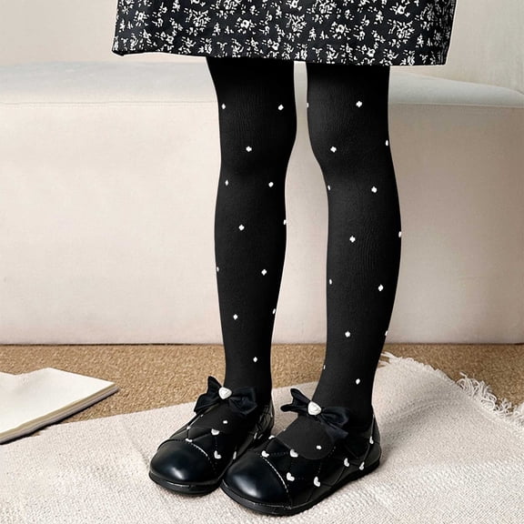 BRGZLK Girl's Polka Dots Tights Toddler Girl Cute High-Waist Yoga Leggings Pantyhose Stocking Kids Feeling Fitted Breathable Casual Long Pants Black 5-6 Years