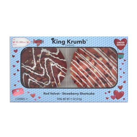 King Krumb Valentine's Red Velvet And Strawberry Shortcake Cookies, 2 Count, Ready To Eat