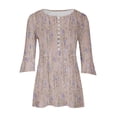 thumbnail image 5 of Blouses pour Femmes, T-Shirt Imprimé Manches 3/4 Blouse Col en V Décontractée, 5 of 5