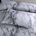 thumbnail image 2 of Juego de funda nórdica, microfibra suave de lujo con estampado de mármol de 220 x 240, diseño elegante para uso durante todo el año, incluye cierre de cremallera y lazos en las esquinas, color blanco, 2 of 5