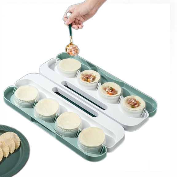 8 In 1 Dumpling Maker Press Manual Empanada Maker Ravioli Maker Tool, ABS PP Dumpling Wrapper Press for Pierogi Wonton Gyoza Calzone Green