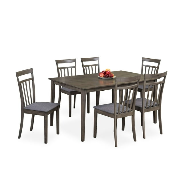 Ensemble de Salle à Manger 7 Pcs Fini Gris avec Dossier Tréteau Chaises Fini Gris