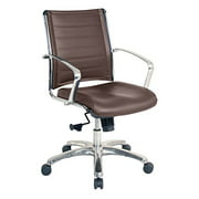 Eurotech Seating Europa Leather Mid Back Chair, Brown