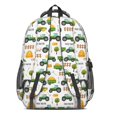 thumbnail image 3 of Tractor and Trailers White Pattern Backpack for School, Cute School Bag with Adjustable Shoulder Straps and Padded Back, 16.9"x12.6"x5.9", 3 of 5