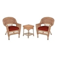 thumbnail image 1 of Jeco 3pc Wicker Chair and End Table Set in Honey with Red Orange Chair Cushion, 1 of 10