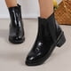thumbnail image 2 of Zapatos Botines para mujer Nuevas botas de cuero con capa de perlita para mujer botines de punta redonda informales elegantes clásicos con patrón color negro para invierno (Black 7), 2 of 7