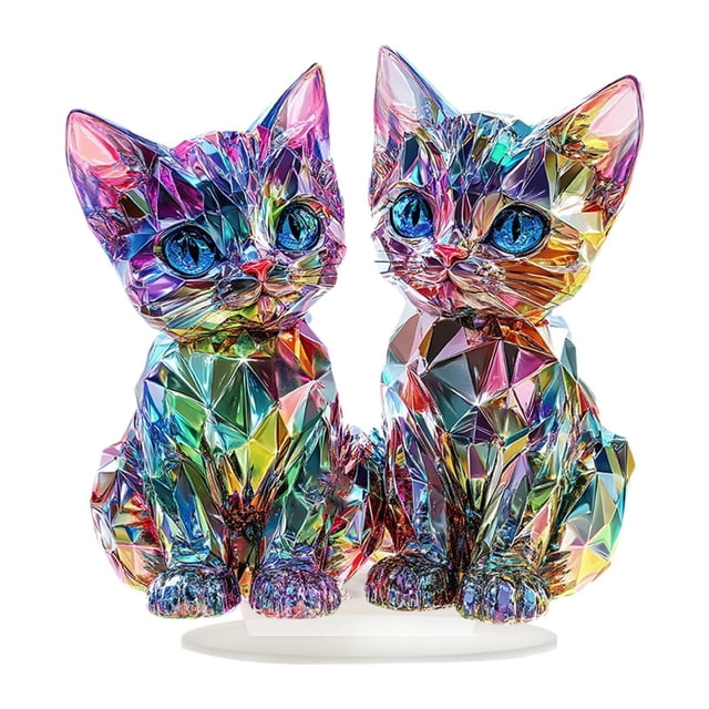 2D acrílico colorido decoración de gatos decoración de mesa con base decoración del hogar creación decorativa para sala de estar regalos para el