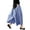 Blue Gingham, variant on Women's Brown Cotton Linen Gingham Wide Leg Capri Pants Elastic Waist with Pockets