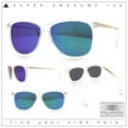 thumbnail image 2 of Mens Color Mirror Polarized Gentlemanly Classy Horn Rim Snazzy Sunglasses Clear - Teal Mirror, 2 of 8