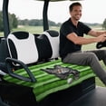 thumbnail image 4 of Uorisanigo Cute Golf Cart Seat Cover, Golf Cat Breathable Bench Seat Cover with 4 Front Pockets, Non-Slip Seat Protector for Golf Cart, Fits for EZGO, Club Car, Yamaha and More, 4 of 7