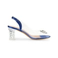 thumbnail image 3 of BLISSFUL STEP Women's Clear Slingback Rhines Peep Toe Block Heels Sandals Blue 7, 3 of 6