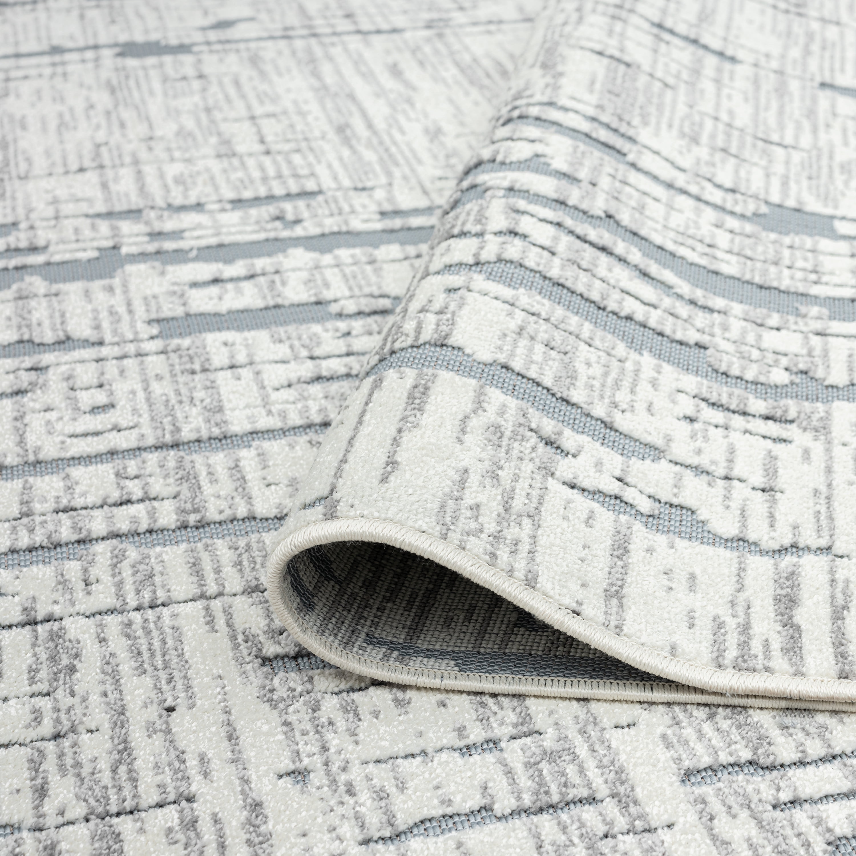 Bliss Rugs Modern Abstarct Indoor Outdoor Runner Rugs for Patio, Hallway, Entryway, Deck, Blue ,2' x 8'