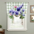 thumbnail image 2 of Spring Easter Tie Up Curtains for Windows, Balloon Window Shades, Purple Floral Summer Botanical Green Plaid Kitchen Window Treatments Roll Up Curtain for Basement/Nursery 52"x45", 2 of 8