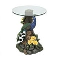 thumbnail image 3 of Luxen Home Resin Peacock Glass Top Round End Table, 3 of 8