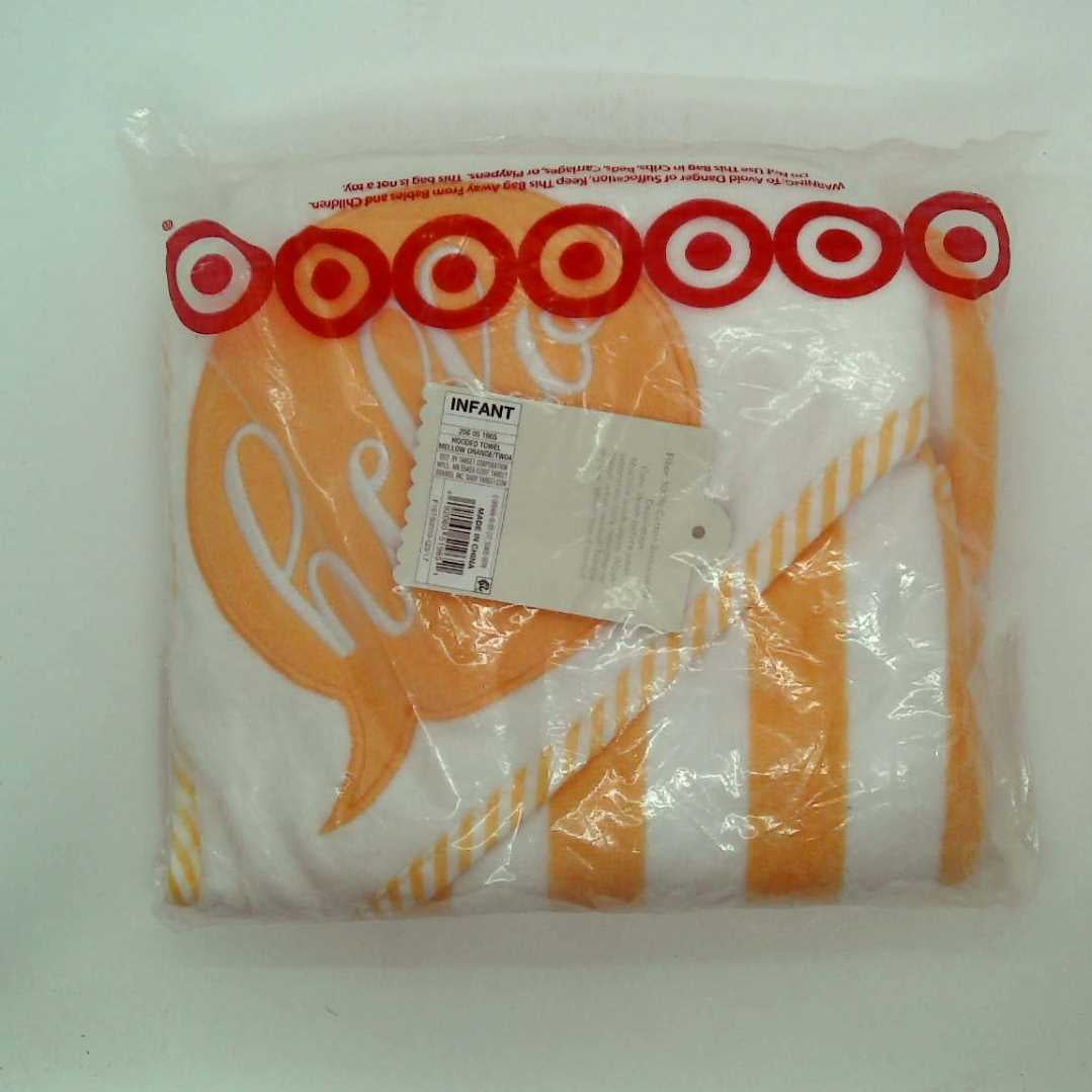Baby Hello Embrd Hooded Towel - Cloud Island White/Orange