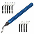 thumbnail image 1 of Deburring tool, universal hand deburring set with 10 pieces blades and 1 metal handle, for steel, copper, aluminium and plastic, 1 of 5