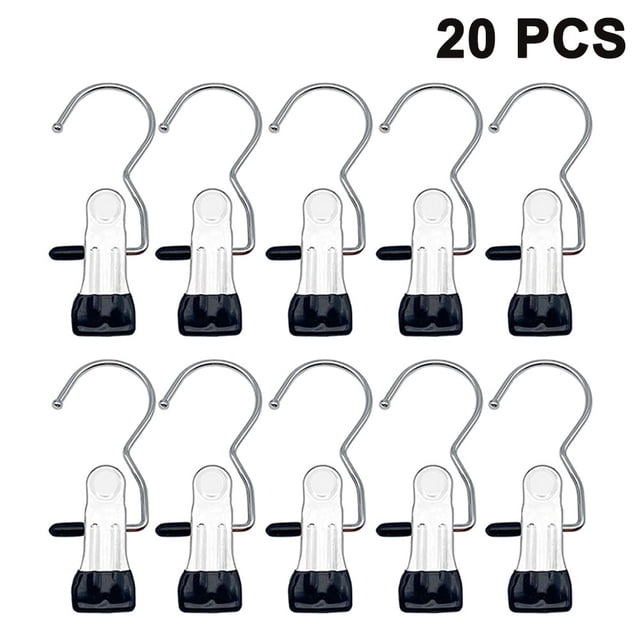 20 clips para colgar botas, gancho para ropa, alfileres para colgar ropa, ganchos de acero inoxidable para calcetines, toallas, ropa interior, sombreros, bufandas, toallas, pantalones y ropa de bebé Xemadio 2035202-1
