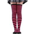 thumbnail image 2 of Seyurigaoka Women Juniors Stockings and Gloves Set Striped Knitted Over Knee High Socks + Fingerless Arm Sleeve Gloves for Teen Girls, 2 of 3