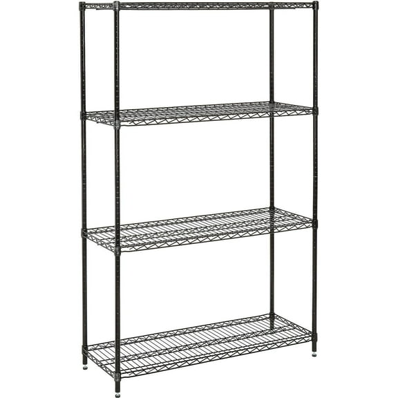 Nexel Medium Duty Wire Shelving Unit, Black Epoxy, 48"W x 18"D x 74"H
