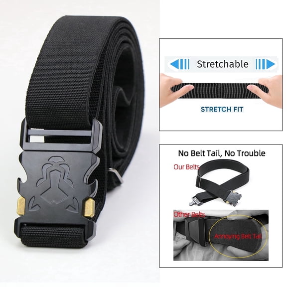 Dutrong Stretch Belt for Men,1.5" Elastic Nylon High Quality Strap, Hiking Rigger Work Belt with Heavy Duty Quick Release Buckle