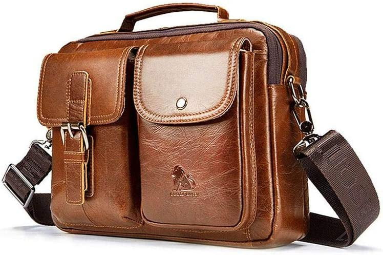 Leather Satchel Laptop Bag Handbag Schoolbag Vintage Crossbody Daypack Briefcase Multifunctional Messenger Bag Popoti Mens Shoulder Bag 