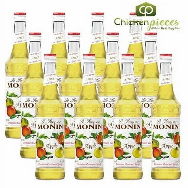 Monin Premium Sirop de Pomme, Mélangeur de Fruits du Verger Croustillants et Juteux, Bouteilles en Verre de 750 ml (25,4 oz), Caisse Professionnelle en Vrac de 12