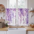 thumbnail image 2 of Spring Flowers Tier Curtains, Purple Lavender Floral Modern Pastoral Light Filtering Kitchen Curtains, 2Pcs Rod Pocket Half Window Treatments Panels for Sink Cafe Cabinet Basement 27.5x45 Inches, 2 of 9