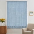 thumbnail image 3 of Vintage Sky Blue Sheer Curtains 96" Long, Farmhouse Retro Solid Color Linen Texture Light Filering Curtains, Privacy Drapes Simi Floor to Veiling Curtain for Living Room Bedroom Window Treatment, 3 of 9