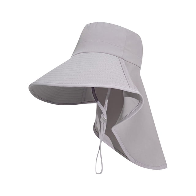 Gray Ladies Wide Brim Sun Hat With Neck Cover For Summer Outdoor Activities And Sun Protection Gray Color Free Size
