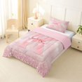 thumbnail image 2 of Manfei K Personalized Initial Twin Comforter Sets 3-Piece for Girls Teens,Kids Cute Bowknot Glitter Print Bedding Set,Pink Reversible,Breathable Home Decor, 2 of 6