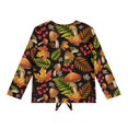 thumbnail image 5 of Xoenoiee Mushroom Berry Maple Leaves Print Long Sleeve Shirts for Girls Thanksgiving Crewneck T-Shirts Kids Soft Long Sleeve Tees Top Twist Knot T Shirts Tie Front Blouses, 9-10 Year, 5 of 7