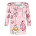 thumbnail image 4 of Women's Easter Casual Print Round Neck 3/4 Sleeve T-Shirt Pink S, 4 of 4