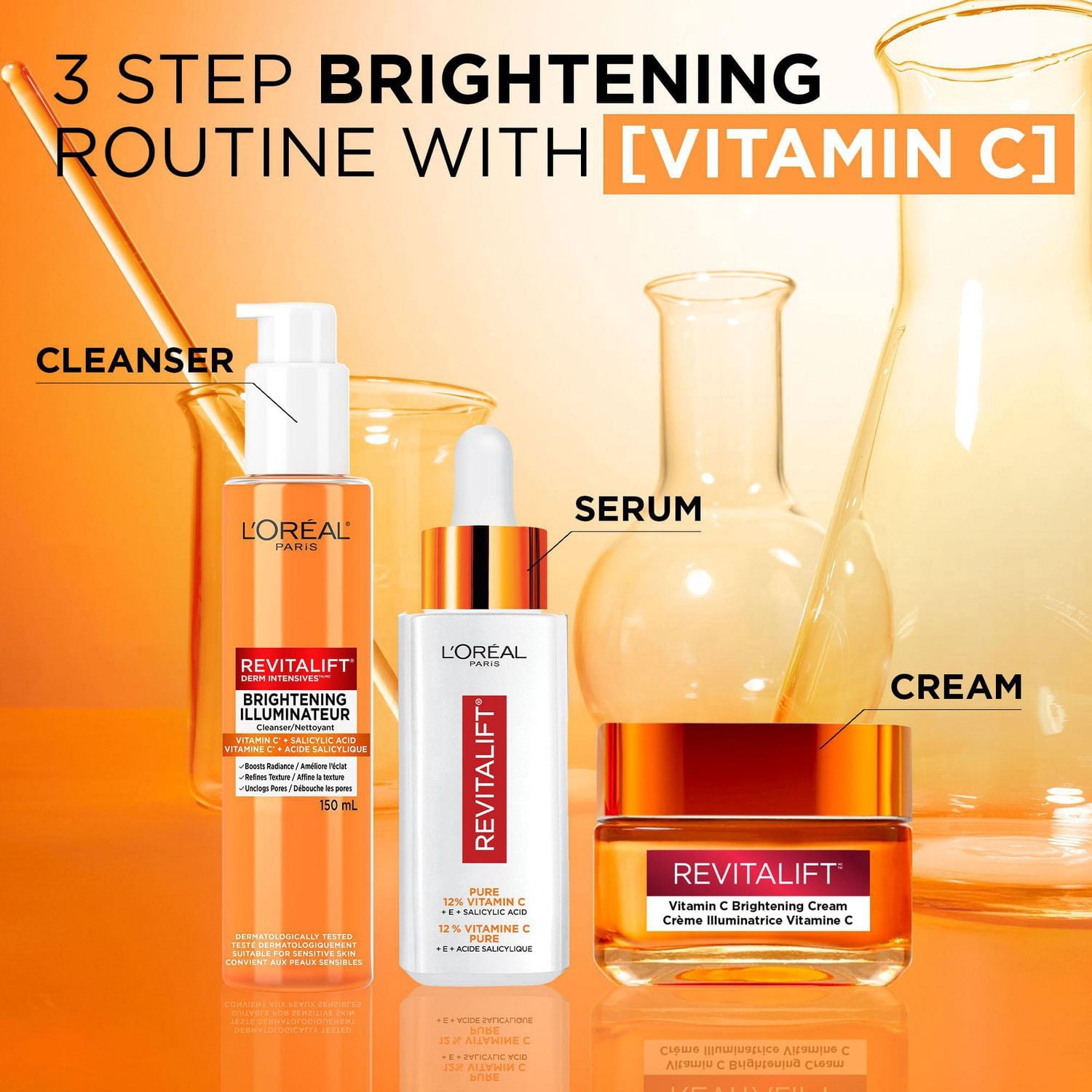 L'Oréal Paris Nettoyant Illuminant pour le visage, 150ml