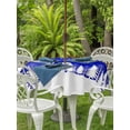 thumbnail image 2 of Outdoor Tablecloth with Umbrella Hole and Zipper, Blue Christmas Snowflakes Round Table Cloth 60 Inch Waterproof Tablecloth, Xmas Balls Winter Pine Tree Picnic Table Cover for Patio Camping, 2 of 7