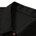 thumbnail image 6 of Boyscolos Men's Solid Color Turndown Collar Button Pullover Short Sleeve Knit Sweater, Breathable Casual Tops Black L, 6 of 7