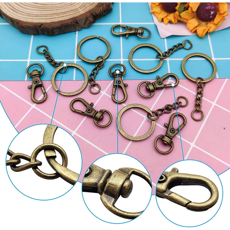 150Pcs Swivel Snap Hook Set,Swivel Clasps Lanyard Snap Keychain Hooks  Lobster Clasp Split Key Rings with Chain and Jump Rings Bulk for Keychain  Lanyard,Jewelry,DIY Crafts Supplies 