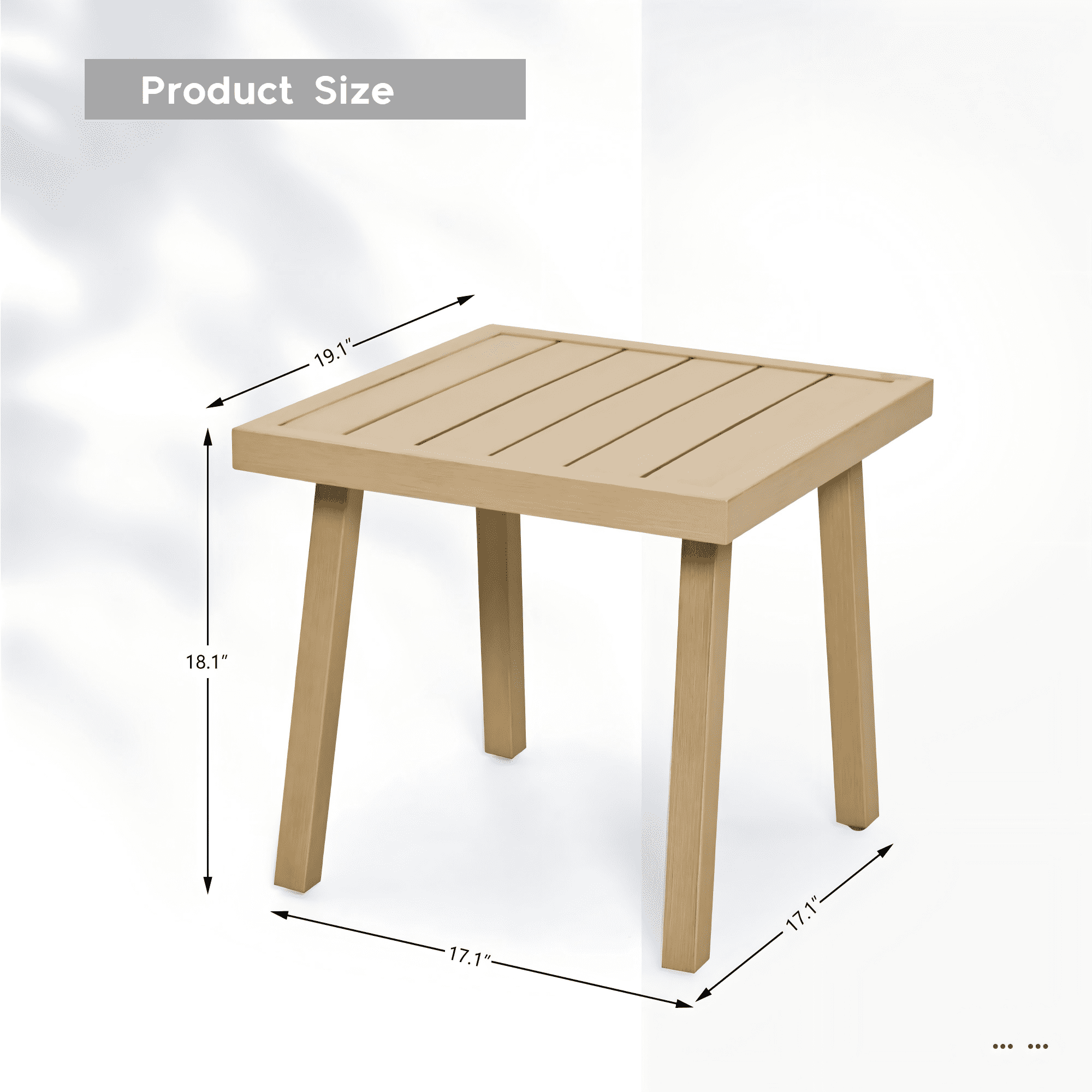 Outdoor Side Table Aluminum Patio End Table Metal Square Small Table Waterproof Rustproof for Balcony Deck Backyard Poolside,Brown