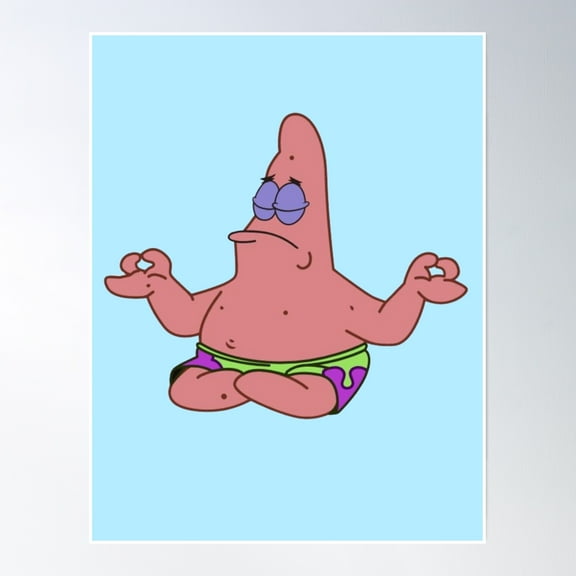 Patrick Star Meditating Poster Wall Art, Modern Wall Decor, 8x12 UNFRAMED