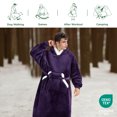 thumbnail image 6 of Cozy Comfort Ovesized Wearable Blanket Hoodie Side Split and Belt, Long Sherpa Fleece Blanket Sweatshirt with Warm Big Hood, Purple, 6 of 7