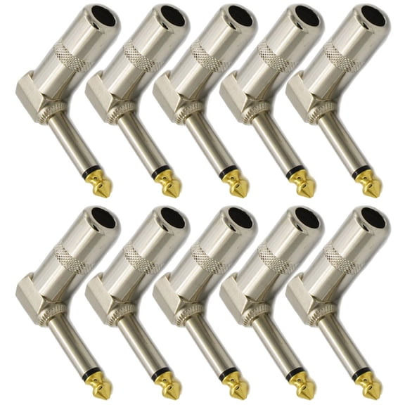 10PCS 1/4 TS Right Angle Mono Phone Plug Cord Connector 6.35mm Cable Jack Audio TAPDRA Accessory Part