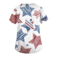 thumbnail image 4 of Women 250th Anniversary Scrub Tops Usa Flag Print United States Patriotic Star V Neck Tops Short Sleeve Relaxed Fit Quick Dry Nursing Uniforms with Pockets, #01 Light Blue, 3XL, 4 of 4