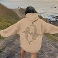 thumbnail image 2 of Fiaer Women Hoodies Long Sleeve Loose Fit Hooded Sweatsirts Drawstring Ocean Theme Graphic Pocket Tops Khaki XXL, 2 of 6