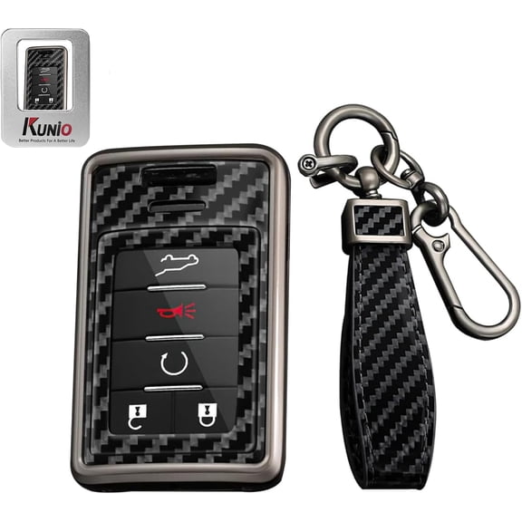 Key Fob Cover Compatible with Cadillac Escalade ATS XTS SLS SRX CTS STS XLR Chevrolet Corvette C6 C7 Keychain Case Holder Protector,1,A Black
